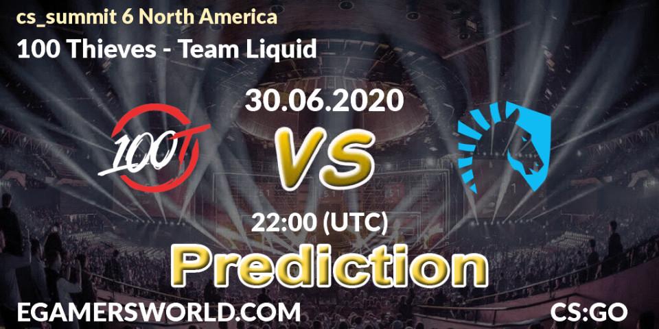 100 Thieves vs Team Liquid: Betting TIp, Match Prediction. 30.06.2020 at 22:00. Counter-Strike (CS2), cs_summit 6 North America
