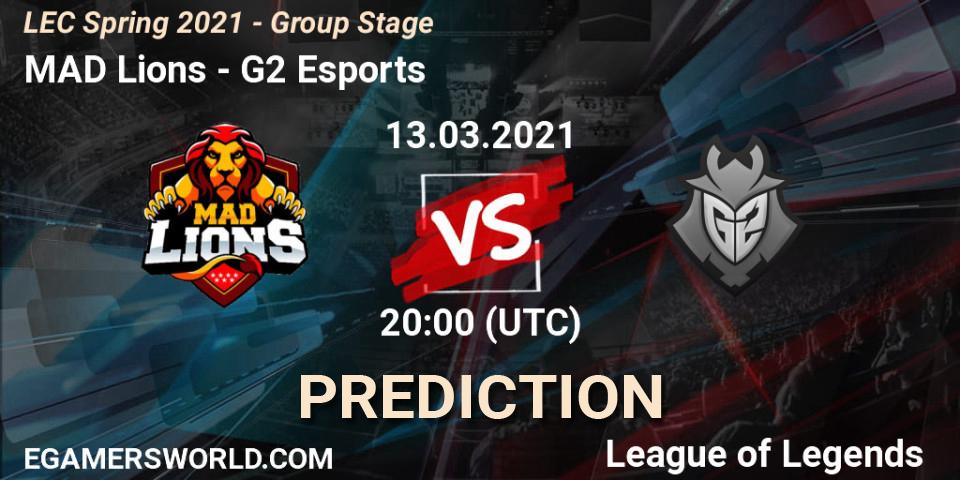 MAD Lions vs G2 Esports: Betting TIp, Match Prediction. 13.03.2021 at 20:00. LoL, LEC Spring 2021 - Group Stage