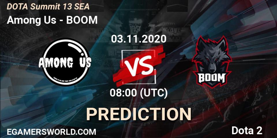 Among Us vs BOOM: Betting TIp, Match Prediction. 03.11.2020 at 08:00. Dota 2, DOTA Summit 13: SEA