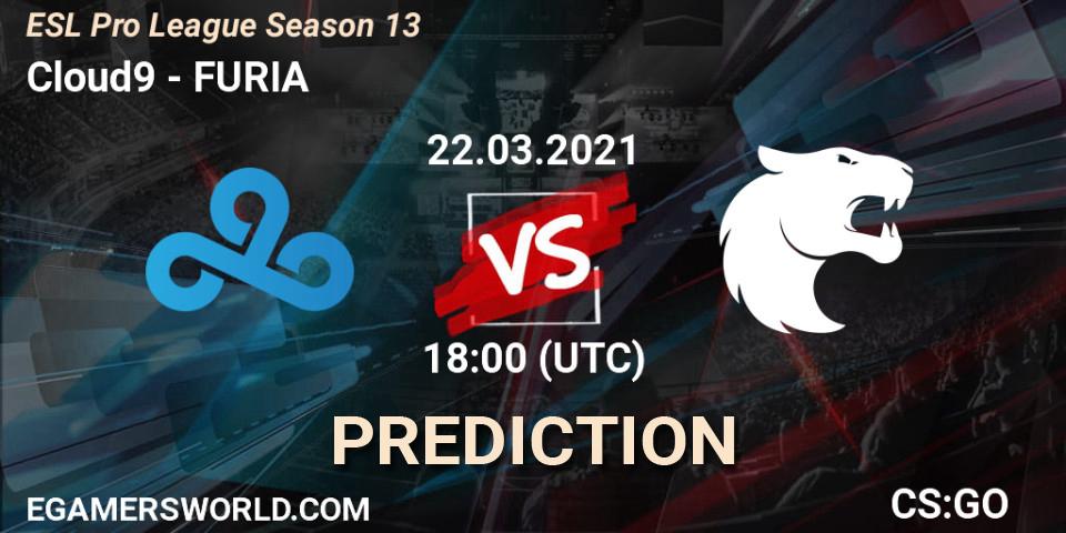 Cloud9 vs FURIA: Betting TIp, Match Prediction. 22.03.21. CS2 (CS:GO), ESL Pro League Season 13