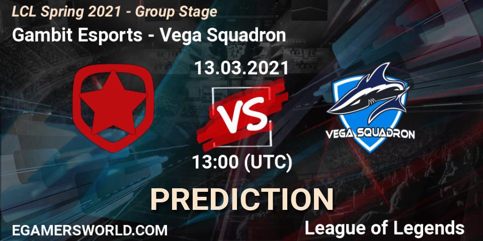 Gambit Esports vs Vega Squadron: Betting TIp, Match Prediction. 13.03.21. LoL, LCL Spring 2021 - Group Stage