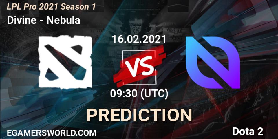 Divine vs Nebula: Betting TIp, Match Prediction. 16.02.2021 at 09:39. Dota 2, LPL Pro 2021 Season 1