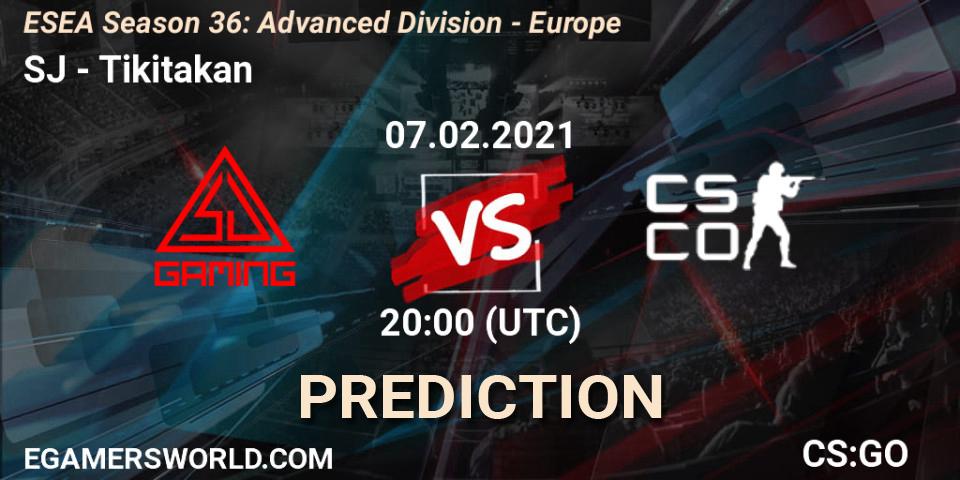 SJ vs Tikitakan: Betting TIp, Match Prediction. 22.02.2021 at 17:00. Counter-Strike (CS2), ESEA Season 36: Europe - Advanced Division
