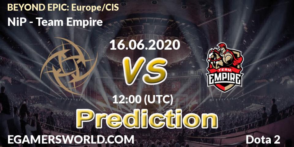 NiP vs Team Empire: Betting TIp, Match Prediction. 16.06.2020 at 12:03. Dota 2, BEYOND EPIC: Europe/CIS