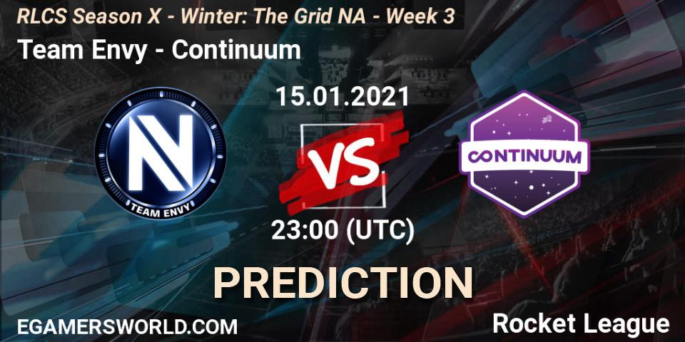 Team Envy vs Continuum: Betting TIp, Match Prediction. 15.01.2021 at 23:00. Rocket League, RLCS Season X - Winter: The Grid NA - Week 3