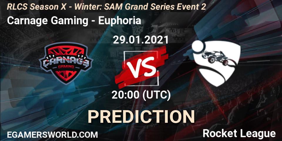 Carnage Gaming vs Euphoria: Betting TIp, Match Prediction. 29.01.2021 at 20:00. Rocket League, RLCS Season X - Winter: SAM Grand Series Event 2
