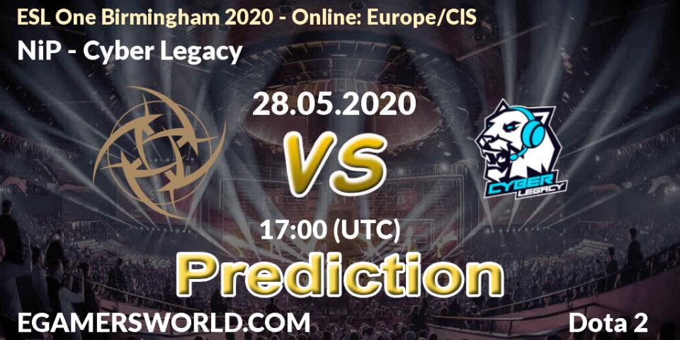 NiP vs Cyber Legacy: Betting TIp, Match Prediction. 28.05.2020 at 16:18. Dota 2, ESL One Birmingham 2020 - Online: Europe/CIS