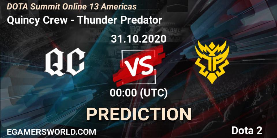 Quincy Crew vs Thunder Predator: Betting TIp, Match Prediction. 30.10.2020 at 22:14. Dota 2, DOTA Summit 13: Americas
