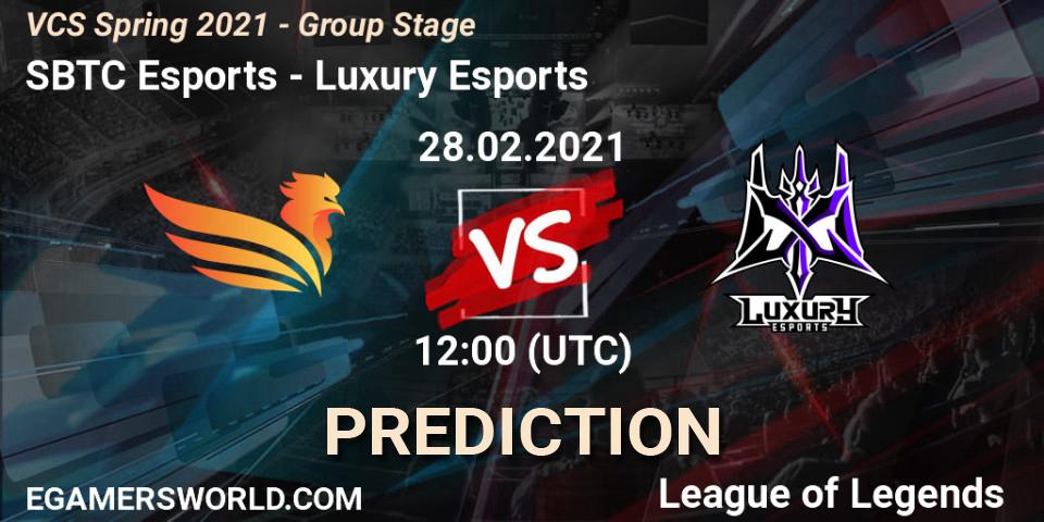 SBTC Esports vs Luxury Esports: Betting TIp, Match Prediction. 28.02.2021 at 12:00. LoL, VCS Spring 2021 - Group Stage