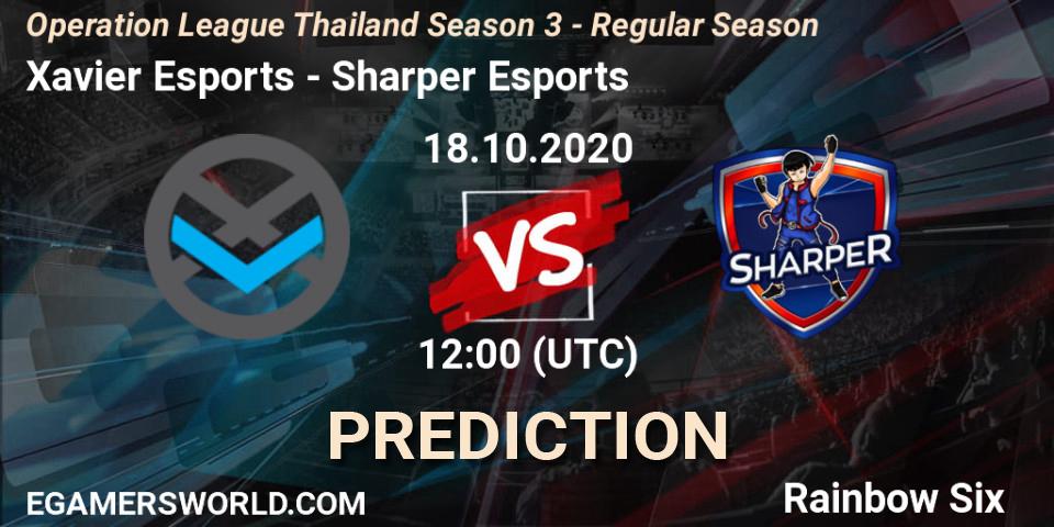 Xavier Esports vs Sharper Esports: Betting TIp, Match Prediction. 18.10.2020 at 12:00. Rainbow Six, Operation League Thailand Season 3 - Regular Season