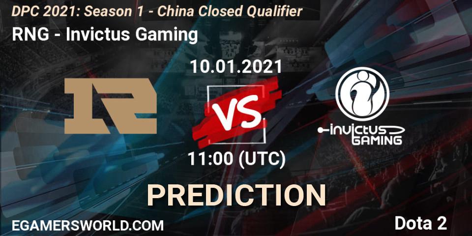 RNG vs Invictus Gaming: Betting TIp, Match Prediction. 10.01.2021 at 11:22. Dota 2, DPC 2021: Season 1 - China Closed Qualifier