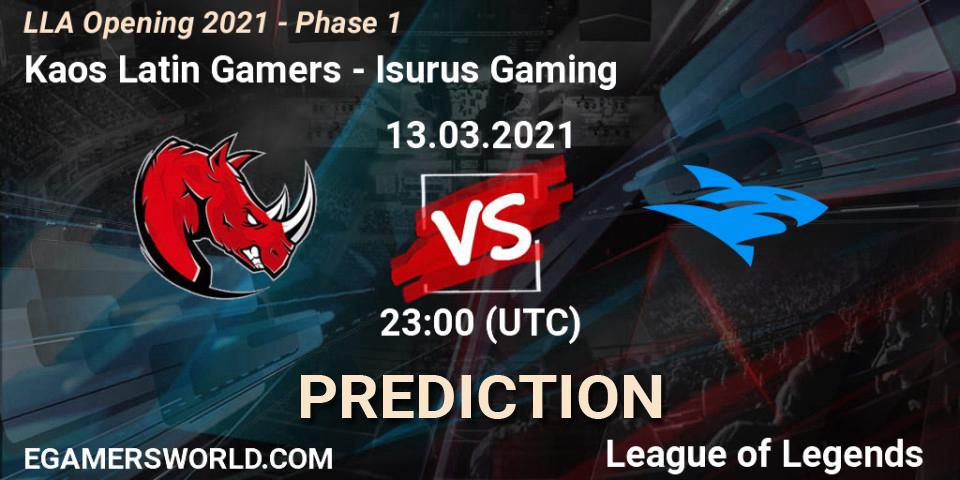 Kaos Latin Gamers vs Isurus Gaming: Betting TIp, Match Prediction. 13.03.21. LoL, LLA Opening 2021 - Phase 1