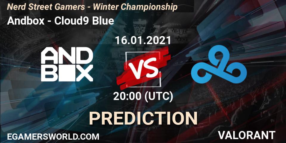 Andbox vs Cloud9 Blue: Betting TIp, Match Prediction. 16.01.2021 at 20:00. VALORANT, Nerd Street Gamers - Winter Championship
