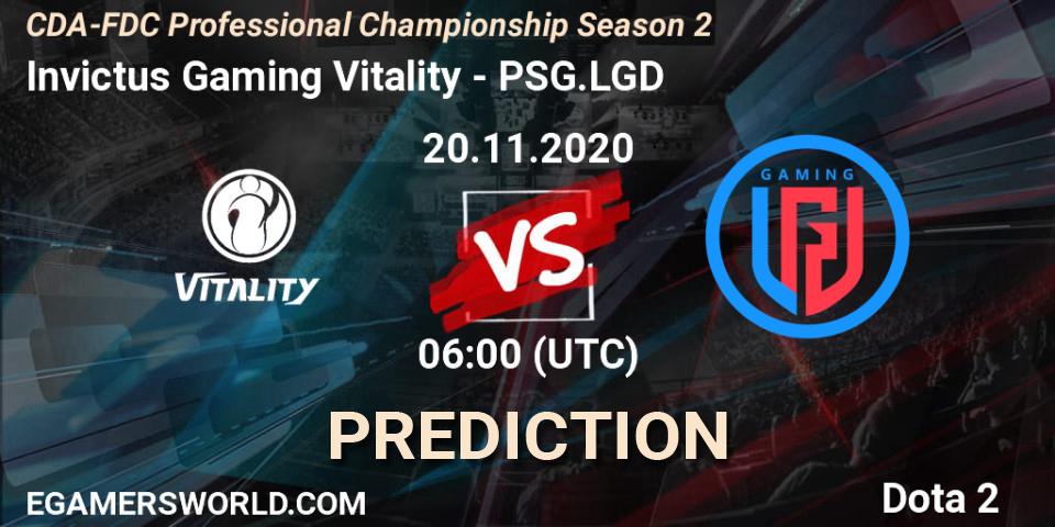 Invictus Gaming Vitality vs PSG.LGD: Betting TIp, Match Prediction. 20.11.20. Dota 2, CDA-FDC Professional Championship Season 2