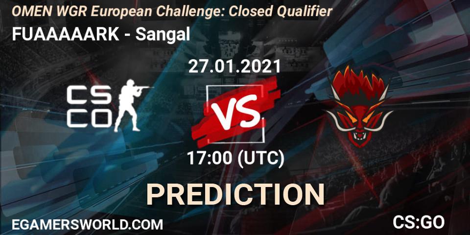 FUAAAAARK vs Sangal: Betting TIp, Match Prediction. 27.01.2021 at 17:30. Counter-Strike (CS2), OMEN WGR European Challenge: Closed Qualifier
