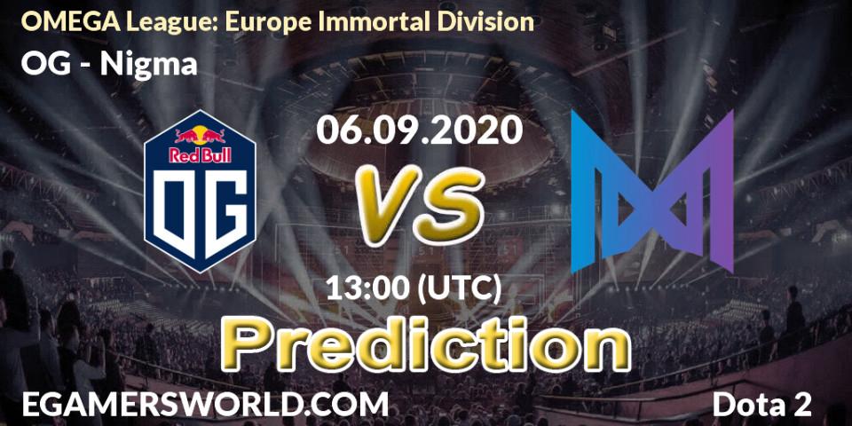 OG vs Nigma: Betting TIp, Match Prediction. 06.09.20. Dota 2, OMEGA League: Europe Immortal Division