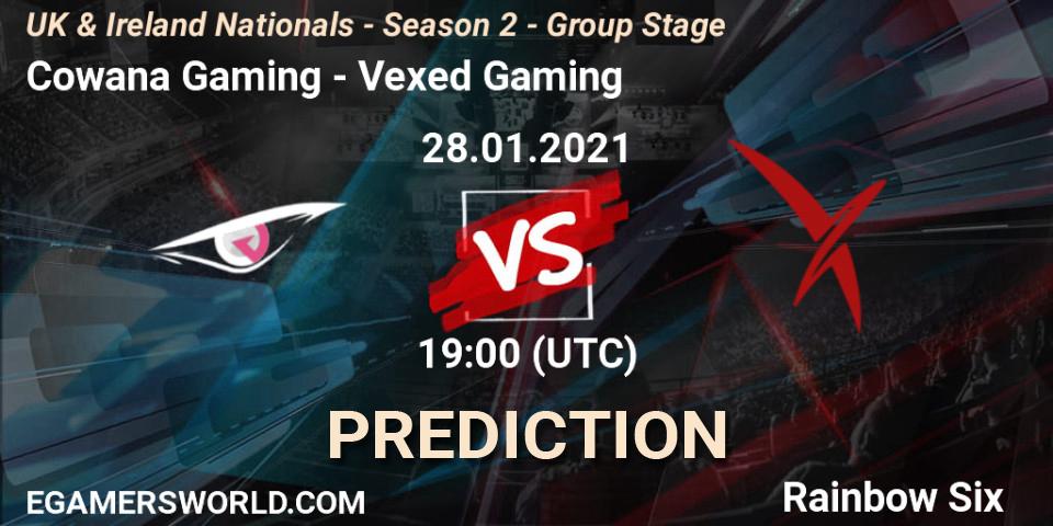 Cowana Gaming vs Vexed Gaming: Betting TIp, Match Prediction. 28.01.2021 at 19:00. Rainbow Six, UK & Ireland Nationals - Season 2 - Group Stage