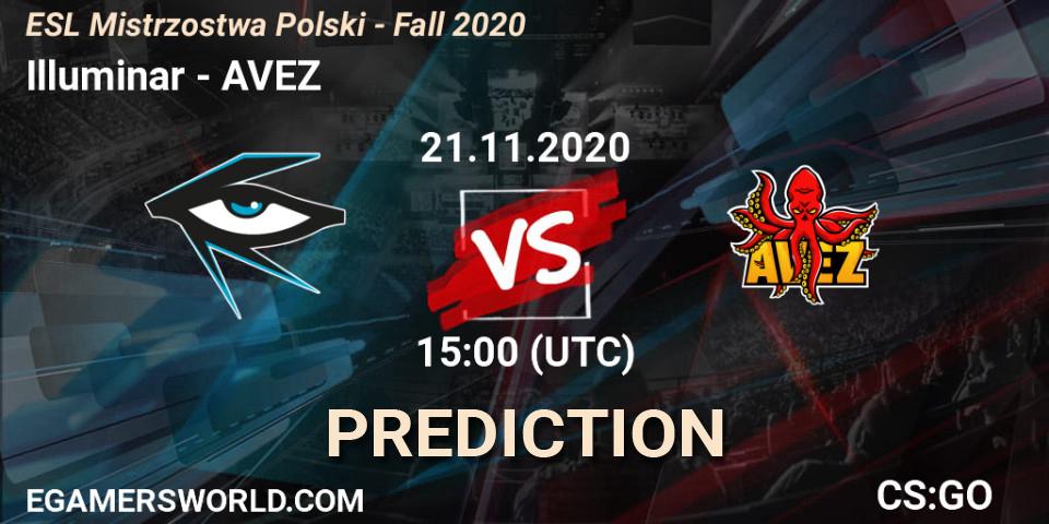 Illuminar vs AVEZ: Betting TIp, Match Prediction. 21.11.2020 at 15:40. Counter-Strike (CS2), ESL Mistrzostwa Polski - Fall 2020