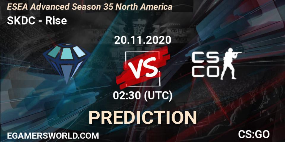 SKDC vs Rise: Betting TIp, Match Prediction. 21.11.2020 at 03:00. Counter-Strike (CS2), ESEA Advanced Season 35 North America