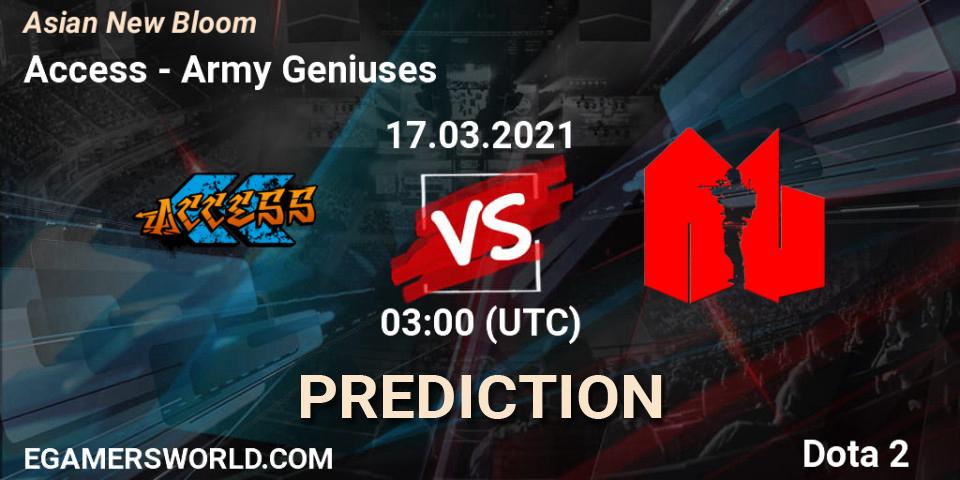 Access vs Army Geniuses: Betting TIp, Match Prediction. 17.03.21. Dota 2, Asian New Bloom
