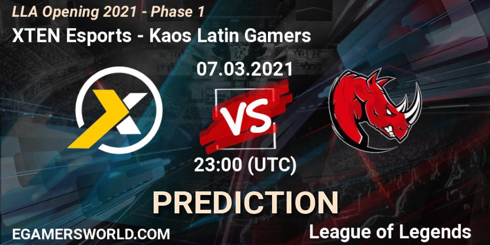 XTEN Esports vs Kaos Latin Gamers: Betting TIp, Match Prediction. 08.03.21. LoL, LLA Opening 2021 - Phase 1
