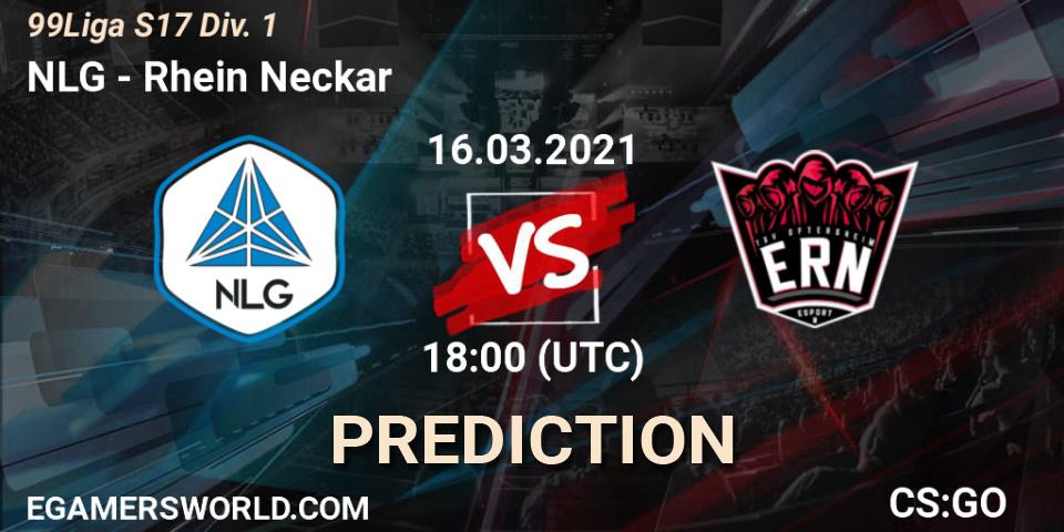 NLG vs Rhein Neckar: Betting TIp, Match Prediction. 17.03.2021 at 20:30. Counter-Strike (CS2), 99Liga S17 Div. 1
