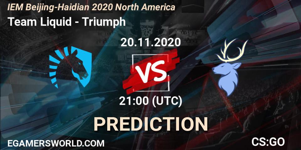 Team Liquid vs Triumph: Betting TIp, Match Prediction. 20.11.2020 at 21:30. Counter-Strike (CS2), IEM Beijing-Haidian 2020 North America