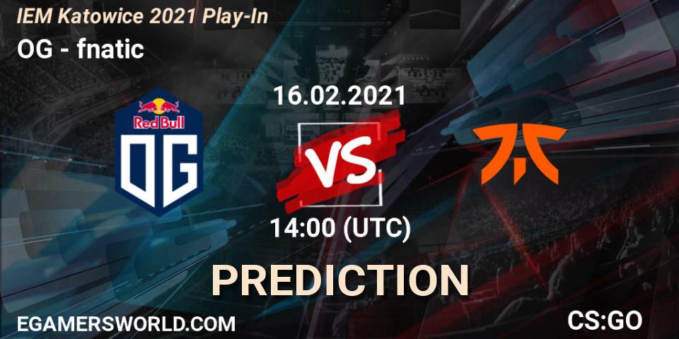 OG vs fnatic: Betting TIp, Match Prediction. 16.02.2021 at 14:00. Counter-Strike (CS2), IEM Katowice 2021 Play-In