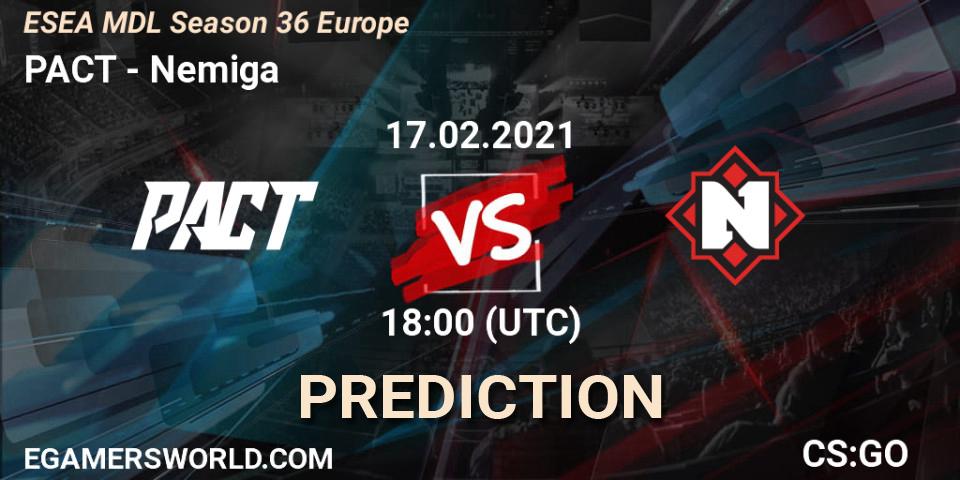 PACT vs Nemiga: Betting TIp, Match Prediction. 15.03.21. CS2 (CS:GO), MDL ESEA Season 36: Europe - Premier division