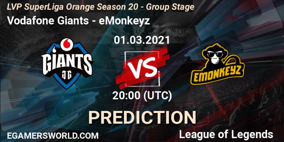 Vodafone Giants vs eMonkeyz: Betting TIp, Match Prediction. 01.03.21. LoL, LVP SuperLiga Orange Season 20 - Group Stage