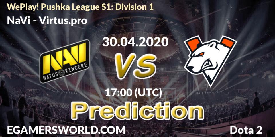 NaVi vs Virtus.pro: Betting TIp, Match Prediction. 30.04.2020 at 17:52. Dota 2, WePlay! Pushka League S1: Division 1