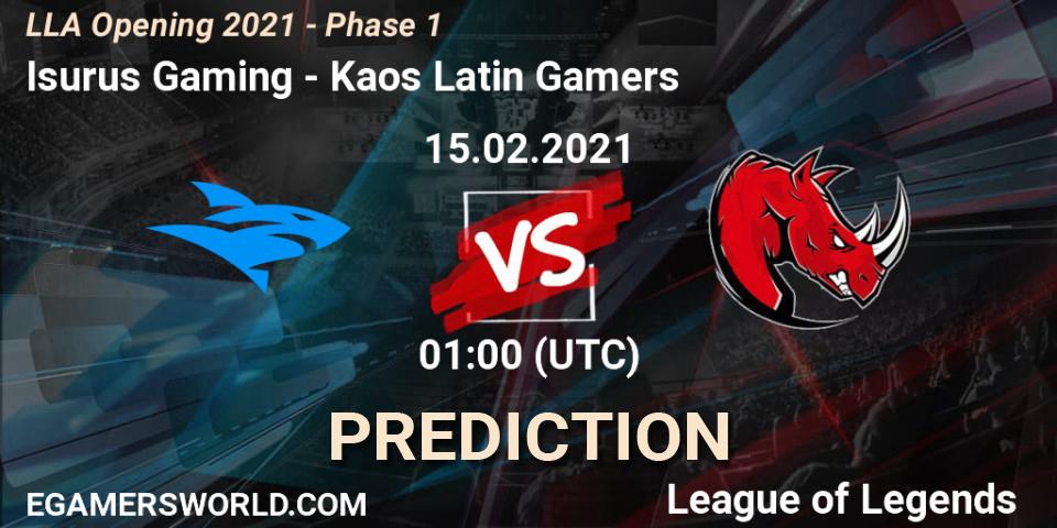 Isurus Gaming vs Kaos Latin Gamers: Betting TIp, Match Prediction. 15.02.21. LoL, LLA Opening 2021 - Phase 1