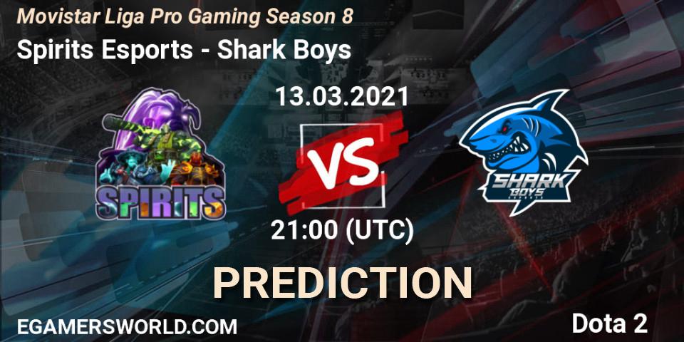 Spirits Esports vs Shark Boys: Betting TIp, Match Prediction. 13.03.2021 at 21:02. Dota 2, Movistar Liga Pro Gaming Season 8