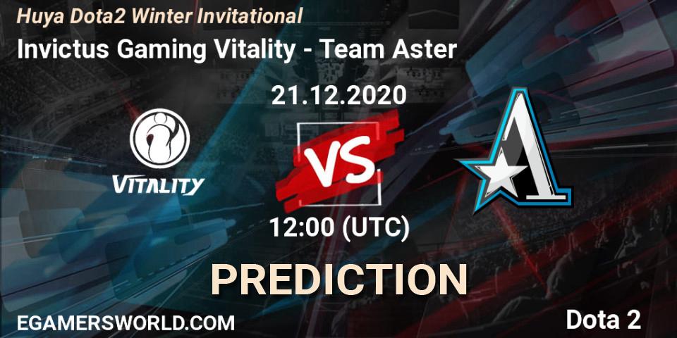 Invictus Gaming Vitality vs Team Aster: Betting TIp, Match Prediction. 21.12.20. Dota 2, Huya Dota2 Winter Invitational