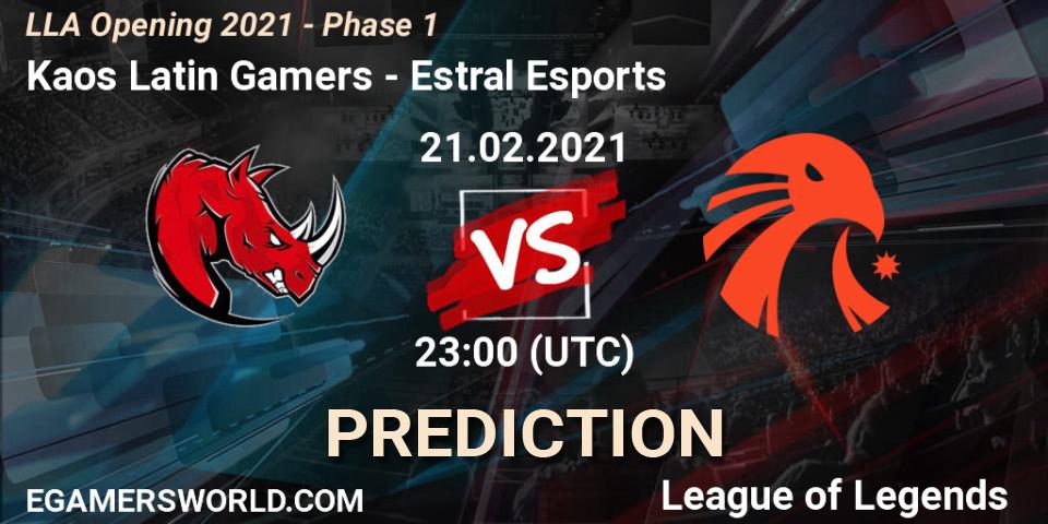 Kaos Latin Gamers vs Estral Esports: Betting TIp, Match Prediction. 21.02.21. LoL, LLA Opening 2021 - Phase 1