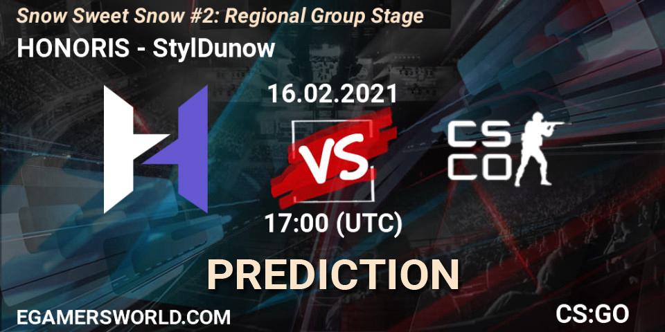 HONORIS vs StylDunow: Betting TIp, Match Prediction. 16.02.2021 at 17:00. Counter-Strike (CS2), Snow Sweet Snow #2: Regional Group Stage