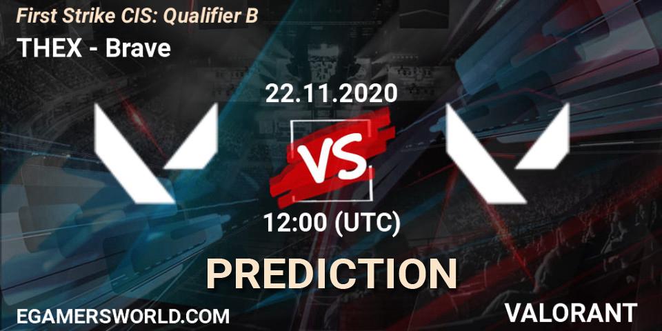 THEX vs Brave: Betting TIp, Match Prediction. 22.11.2020 at 12:00. VALORANT, First Strike CIS: Qualifier B