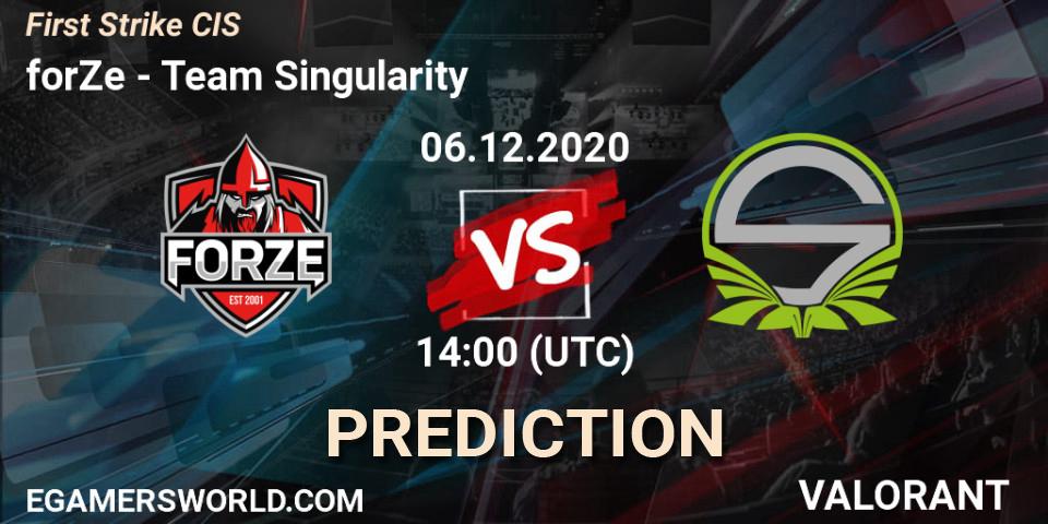 forZe vs Team Singularity: Betting TIp, Match Prediction. 06.12.2020 at 14:00. VALORANT, First Strike CIS