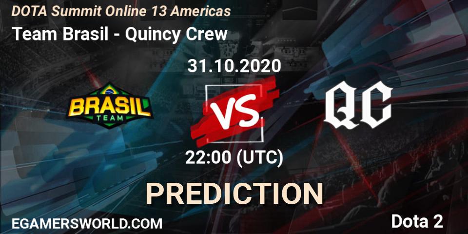 Team Brasil vs Quincy Crew: Betting TIp, Match Prediction. 31.10.2020 at 22:20. Dota 2, DOTA Summit 13: Americas