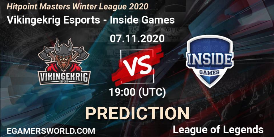 Vikingekrig Esports vs Inside Games: Betting TIp, Match Prediction. 07.11.2020 at 19:00. LoL, Hitpoint Masters Winter League 2020