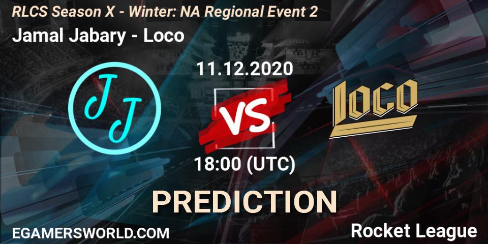 Jamal Jabary vs Loco: Betting TIp, Match Prediction. 11.12.2020 at 18:00. Rocket League, RLCS Season X - Winter: NA Regional Event 2