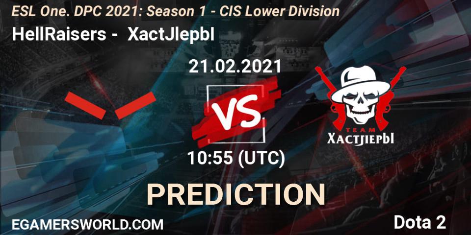 HellRaisers vs XactJlepbI: Betting TIp, Match Prediction. 21.02.2021 at 10:56. Dota 2, ESL One. DPC 2021: Season 1 - CIS Lower Division