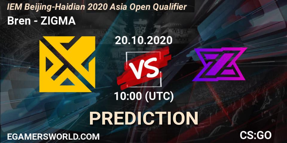 Bren vs ZIGMA: Betting TIp, Match Prediction. 20.10.20. CS2 (CS:GO), IEM Beijing-Haidian 2020 Asia Open Qualifier