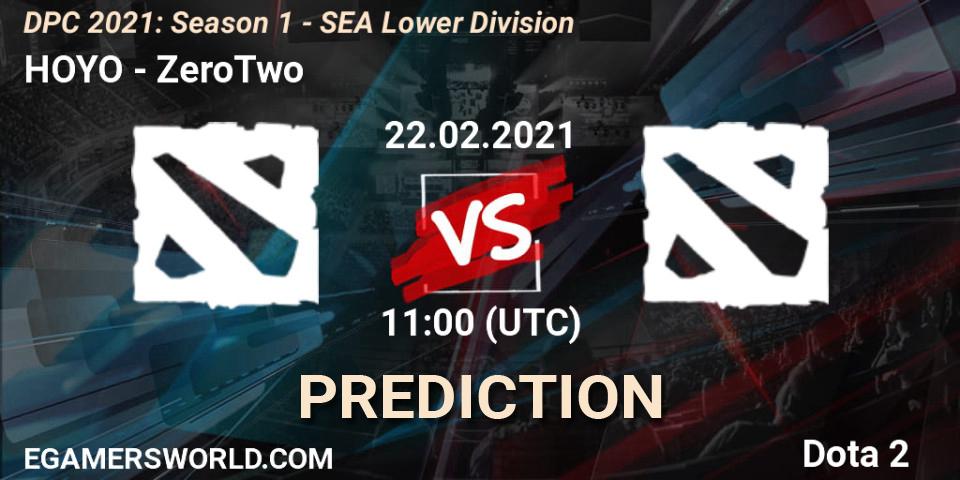 HOYO vs ZeroTwo: Betting TIp, Match Prediction. 22.02.2021 at 11:08. Dota 2, DPC 2021: Season 1 - SEA Lower Division