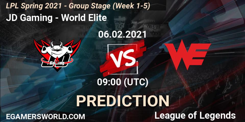 JD Gaming vs World Elite: Betting TIp, Match Prediction. 06.02.2021 at 10:09. LoL, LPL Spring 2021 - Group Stage (Week 1-5)