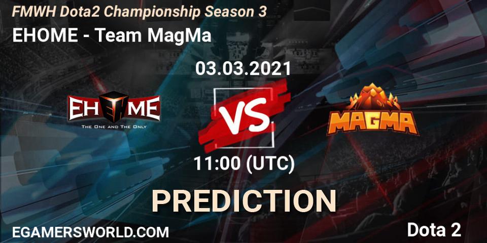 EHOME vs Team MagMa: Betting TIp, Match Prediction. 02.03.2021 at 11:39. Dota 2, FMWH Dota2 Championship Season 3