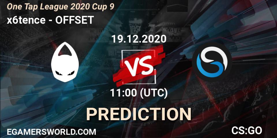 x6tence vs OFFSET: Betting TIp, Match Prediction. 19.12.2020 at 11:00. Counter-Strike (CS2), One Tap League 2020 Cup 9
