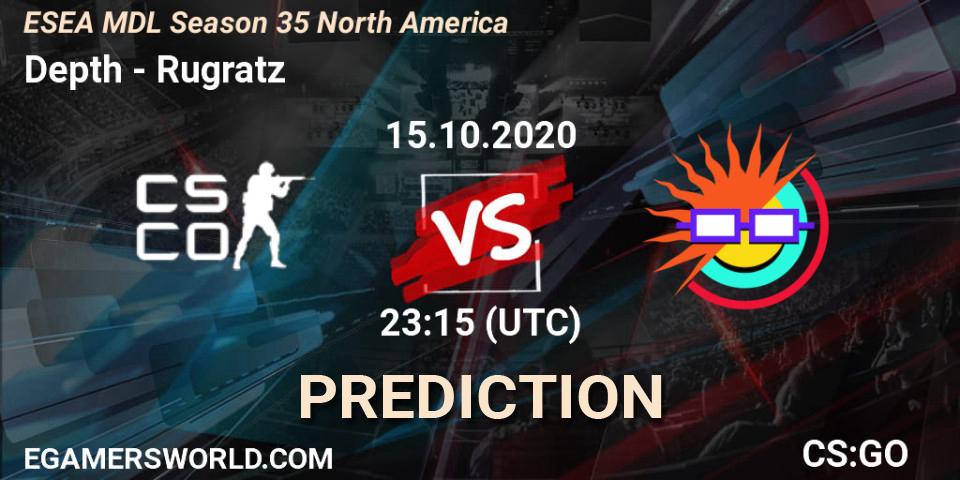 Depth vs Rugratz: Betting TIp, Match Prediction. 15.10.2020 at 23:15. Counter-Strike (CS2), ESEA MDL Season 35 North America