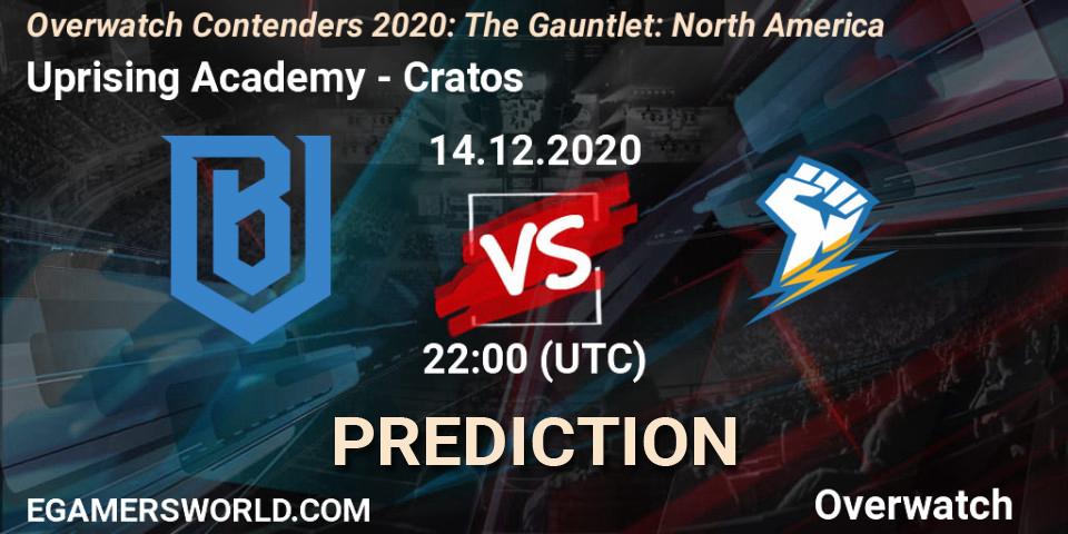 Uprising Academy vs Cratos: Betting TIp, Match Prediction. 14.12.2020 at 22:00. Overwatch, Overwatch Contenders 2020: The Gauntlet: North America