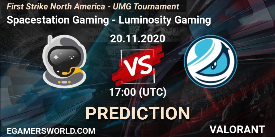 Spacestation Gaming vs Luminosity Gaming: Betting TIp, Match Prediction. 20.11.2020 at 17:00. VALORANT, First Strike North America - UMG Tournament